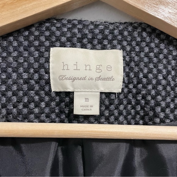 Hinge Cropped Wool Blazer Tweed Jacket Charcoal Gray Knit Woven Womrns Medium M - Picture 8 of 12